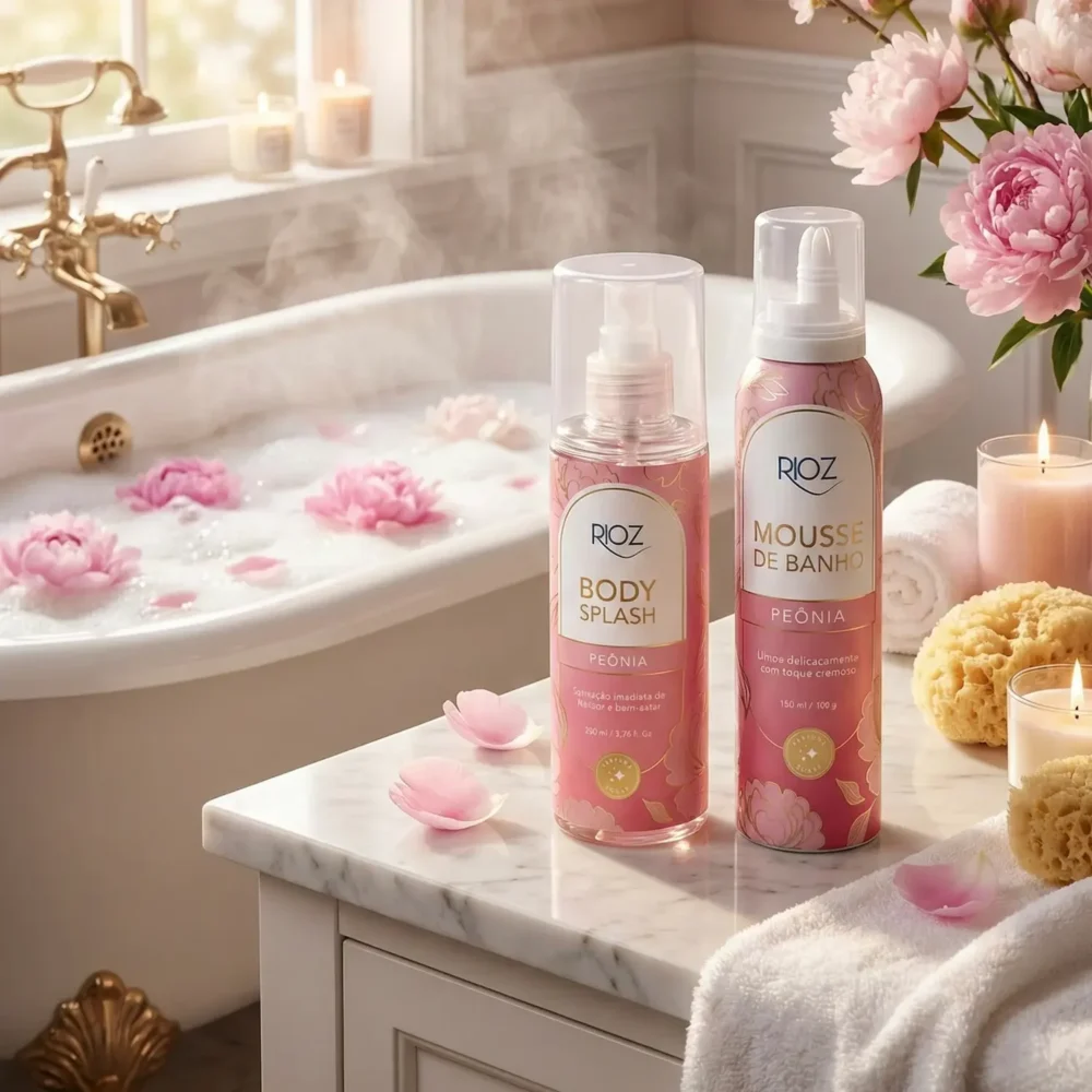 KIT RITUAL COMPLETO RIOZ Mousse de Banho + Body Splash Peônia